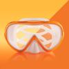 Kids Snorkel Swim Mask, Child Diving Mask Anti-Fog Swim Goggles with Nose Cover for Snorkeling Diving Swimming(Orange)