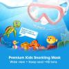 Kids Snorkel Swim Mask, Child Diving Mask Anti-Fog Swim Goggles with Nose Cover for Snorkeling Diving Swimming(Pale Pink)