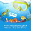 Kids Snorkel Swim Mask, Child Diving Mask Anti-Fog Swim Goggles with Nose Cover for Snorkeling Diving Swimming(Yellow)