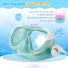 Kids Swim Mask 180° Snorkel Diving Mask, Anti-Fog Child Swim Goggles with Nose Cover No-Leak Swimming Goggles Anti-Shattered Lens for Youth 4-15(Blue+Aqua 2pcs)