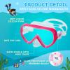 Kids Swim Mask 180° Snorkel Diving Mask, Anti-Fog Child Swim Goggles with Nose Cover No-Leak Swimming Goggles Anti-Shattered Lens for Youth 4-15(Bright Pink)