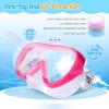 Kids Swim Mask 180° Snorkel Diving Mask, Anti-Fog Child Swim Goggles with Nose Cover No-Leak Swimming Goggles Anti-Shattered Lens for Youth 4-15(Bright Pink)