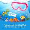 Kids Swim Mask 180° Snorkel Diving Mask, Anti-Fog Child Swim Goggles with Nose Cover No-Leak Swimming Goggles Anti-Shattered Lens for Youth 4-15(Bright Pink)