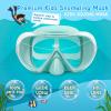 Kids Swim Mask 180° Snorkel Diving Mask, Anti-Fog Child Swim Goggles with Nose Cover No-Leak Swimming Goggles Anti-Shattered Lens for Youth 4-15(Mint Green)