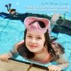 Kids Swim Mask 180° Snorkel Diving Mask, Anti-Fog Child Swim Goggles with Nose Cover No-Leak Swimming Goggles Anti-Shattered Lens for Youth 4-15(Pale Pink)