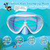 Kids Swim Mask 180° Snorkel Diving Mask, Anti-Fog Child Swim Goggles with Nose Cover No-Leak Swimming Goggles Anti-Shattered Lens for Youth 4-15(Purple+Blue 2pcs)