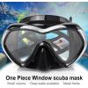 Scuba Diving Mask Anti-Fog Panoramic Snorkel Goggles, Adult Mirror Swim Mask Single Lens Swim Goggles wIith Nose Cover for Diving, Snorkeling, Swimming(Black)