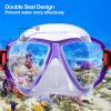 Snorkel Diving Mask Panoramic HD Swim Mask, Anti-Fog Scuba Diving Goggles,Tempered Glass Dive Mask Adult Youth Swim Goggles with Nose Cover for Diving, Snorkeling, Swimming(Clear Purple)