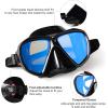 Snorkel Diving Mask Panoramic HD Swim Mask, Anti-Fog Scuba Diving Goggles,Tempered Glass Dive Mask Adult Youth Swim Goggles with Nose Cover for Diving, Snorkeling, Swimming(Black Frame-Blue Lens)