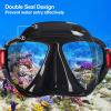 Snorkel Diving Mask Panoramic HD Swim Mask, Anti-Fog Scuba Diving Goggles,Tempered Glass Dive Mask Adult Youth Swim Goggles with Nose Cover for Diving, Snorkeling, Swimming(Black/Ocean Green)