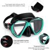 Snorkel Diving Mask Panoramic HD Swim Mask, Anti-Fog Scuba Diving Goggles,Tempered Glass Dive Mask Adult Youth Swim Goggles with Nose Cover for Diving, Snorkeling, Swimming(Black/Ocean Green)