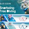 Snorkel Diving Mask Panoramic HD Swim Mask, Anti-Fog Scuba Diving Goggles,Tempered Glass Dive Mask Adult Youth Swim Goggles with Nose Cover for Diving, Snorkeling, Swimming(Lake Blue)