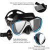 Snorkel Diving Mask Panoramic HD Swim Mask, Anti-Fog Scuba Diving Goggles,Tempered Glass Dive Mask Adult Youth Swim Goggles with Nose Cover for Diving, Snorkeling, Swimming(Black Blue)