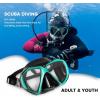Snorkel Diving Mask Panoramic HD Swim Mask, Anti-Fog Scuba Diving Goggles,Tempered Glass Dive Mask Adult Youth Swim Goggles with Nose Cover for Diving, Snorkeling, Swimming(Black/Ocean Green)