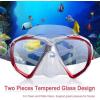 Snorkel Diving Mask Panoramic HD Swim Mask, Anti-Fog Scuba Diving Goggles,Tempered Glass Dive Mask Adult Youth Swim Goggles with Nose Cover for Diving, Snorkeling, Swimming(Clear Red)