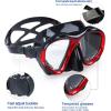 Snorkel Diving Mask Panoramic HD Swim Mask, Anti-Fog Scuba Diving Goggles,Tempered Glass Dive Mask Adult Youth Swim Goggles with Nose Cover for Diving, Snorkeling, Swimming(Black Red)