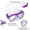 Snorkel Diving Mask Panoramic HD Swim Mask, Anti-Fog Scuba Diving Goggles,Tempered Glass Dive Mask Adult Youth Swim Goggles with Nose Cover for Diving, Snorkeling, Swimming(Clear Purple)
