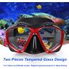 Snorkel Diving Mask Panoramic HD Swim Mask, Anti-Fog Scuba Diving Goggles,Tempered Glass Dive Mask Adult Youth Swim Goggles with Nose Cover for Diving, Snorkeling, Swimming(Black Red)
