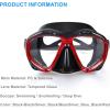 Snorkel Diving Mask Panoramic HD Swim Mask, Anti-Fog Scuba Diving Goggles,Tempered Glass Dive Mask Adult Youth Swim Goggles with Nose Cover for Diving, Snorkeling, Swimming(Black Red)