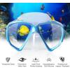 Snorkel Diving Mask Panoramic HD Swim Mask, Anti-Fog Scuba Diving Goggles,Tempered Glass Dive Mask Adult Youth Swim Goggles with Nose Cover for Diving, Snorkeling, Swimming(Lake Blue)