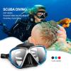 Snorkel Diving Mask Panoramic HD Swim Mask, Anti-Fog Scuba Diving Goggles,Tempered Glass Dive Mask Adult Youth Swim Goggles with Nose Cover for Diving, Snorkeling, Swimming(Black Blue)