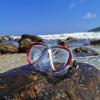 Snorkel Diving Mask Panoramic HD Swim Mask, Anti-Fog Scuba Diving Goggles,Tempered Glass Dive Mask Adult Youth Swim Goggles with Nose Cover for Diving, Snorkeling, Swimming(Clear Red)