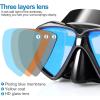 Snorkel Diving Mask Panoramic HD Swim Mask, Anti-Fog Scuba Diving Goggles,Tempered Glass Dive Mask Adult Youth Swim Goggles with Nose Cover for Diving, Snorkeling, Swimming(Black Frame-Blue Lens)
