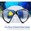 Snorkel Diving Mask Panoramic HD Swim Mask, Anti-Fog Scuba Diving Goggles,Tempered Glass Dive Mask Adult Youth Swim Goggles with Nose Cover for Diving, Snorkeling, Swimming(Clear Black)