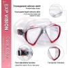 Snorkel Diving Mask Panoramic HD Swim Mask, Anti-Fog Scuba Diving Goggles,Tempered Glass Dive Mask Adult Youth Swim Goggles with Nose Cover for Diving, Snorkeling, Swimming(Clear Red)