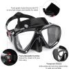 Snorkel Diving Mask Panoramic HD Swim Mask, Anti-Fog Scuba Diving Goggles,Tempered Glass Dive Mask Adult Youth Swim Goggles with Nose Cover for Diving, Snorkeling, Swimming(All-Black)