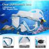 Snorkel Set Pano 3 Window Adult Snorkeling Gear, Professional Snorkel Goggles Anti-Fog Diving Mask, Anti-Leak Swim Goggles and Dry Top Snorkel for Diving, Snorkeling, Swimming(Lake Blue)