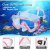 Snorkel Set Pano 3 Window Adult Snorkeling Gear, Professional Snorkel Goggles Anti-Fog Diving Mask, Anti-Leak Swim Goggles and Dry Top Snorkel for Diving, Snorkeling, Swimming(Pink)