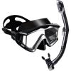 Adult Pano 3 Scuba Diving Mask, Tempered Glass Snorkel Mask Anti-Fog Swim Mask No Leakage Swim Goggles with Nose Cover Snorkeling Gear for Snorkeling, Freediving, Swimming(Black Set)