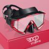 Adult Pano 3 Scuba Diving Mask, Tempered Glass Snorkel Mask Anti-Fog Swim Mask No Leakage Swim Goggles with Nose Cover Snorkeling Gear for Snorkeling, Freediving, Swimming(Crystal Red)