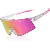 EXP VISION Polarized Cycling Glasses, UV 400 Sports Sunglasses Biking Goggles Running Hiking Golf Fishing Driving(Clear-pink)