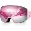 EXP VISION Ski Goggles Magnetic Snowboard Goggles Frameless for Men Women, OTG Anti Fog Interchangeable Lens(Pink)