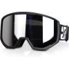 EXP VISION Ski/Snowboard Goggles for Men Women, OTG Snow Goggles Anti Fog UV Protection(Black Frame Sliver)