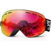 EXP VISION Snowboard Ski Goggles Men Women Youth, Anti Fog OTG Winter Snow Goggles Spherical Detachable Lens(Red)