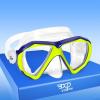 Kids Diving Mask 180° Anti-Fog Swim Mask, Tempered Glass Child Swim Goggles with Nose Cover Anti-Leak Kids Swim Goggles 4-14 Boys Girls for Diving, Snorkeling, Swimming(Yellow)