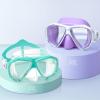 Kids Diving Mask 180° Anti-Fog Swim Mask, Tempered Glass Child Swim Goggles with Nose Cover Anti-Leak Kids Swim Goggles 4-14 Boys Girls for Diving, Snorkeling, Swimming(Purple+Aqua 2PCS)