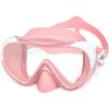 Kids Swim Mask 180° Snorkel Diving Mask, Anti-Fog Child Swim Goggles with Nose Cover No-Leak Swimming Goggles Anti-Shattered Lens for Youth 4-15(Pale Pink)