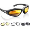 Polarized Motorcycle Riding Goggles, Windproof Cycling Glasses UV400 Outdoor Sports Sunglasses Interchangeable Lenes for Running, Baseball Golf, Driving, Fishing, Riding, Mountain Bike, Hiking