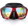 Snorkel Diving Mask Panoramic HD Swim Mask, Anti-Fog Scuba Diving Goggles,Tempered Glass Dive Mask Adult Youth Swim Goggles with Nose Cover for Diving, Snorkeling, Swimming(Black Red)