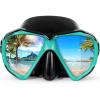 Snorkel Diving Mask Panoramic HD Swim Mask, Anti-Fog Scuba Diving Goggles,Tempered Glass Dive Mask Adult Youth Swim Goggles with Nose Cover for Diving, Snorkeling, Swimming(Black/Ocean Green)