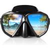 Snorkel Diving Mask Panoramic HD Swim Mask, Anti-Fog Scuba Diving Goggles,Tempered Glass Dive Mask Adult Youth Swim Goggles with Nose Cover for Diving, Snorkeling, Swimming(All-Black)