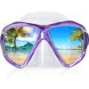 Snorkel Diving Mask Panoramic HD Swim Mask, Anti-Fog Scuba Diving Goggles,Tempered Glass Dive Mask Adult Youth Swim Goggles with Nose Cover for Diving, Snorkeling, Swimming(Clear Purple)