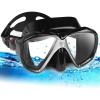 Snorkel Diving Mask Panoramic HD Swim Mask, Anti-Fog Scuba Diving Goggles,Tempered Glass Dive Mask Adult Youth Swim Goggles with Nose Cover for Diving, Snorkeling, Swimming(A-Black)