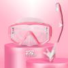 Snorkel Set Pano 3 Window Adult Snorkeling Gear, Professional Snorkel Goggles Anti-Fog Diving Mask, Anti-Leak Swim Goggles and Dry Top Snorkel for Diving, Snorkeling, Swimming(Pink)