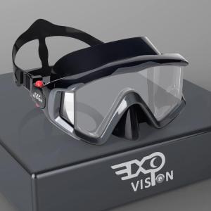 Adult Pano 3 Scuba Diving Mask, Tempered Glass Snorkel Mask Anti-Fog Swim Mask No Leakage Swim Goggles with Nose Cover Snorkeling Gear for Snorkeling, Freediving, Swimming(Premium Grey)