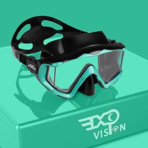 Adult Pano 3 Scuba Diving Mask, Tempered Glass Snorkel Mask Anti-Fog Swim Mask No Leakage Swim Goggles with Nose Cover Snorkeling Gear for Snorkeling, Freediving, Swimming(Black/ Aque)